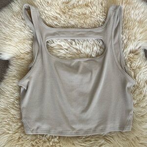 Lululemon cropped ribbed tan cut out top size 10